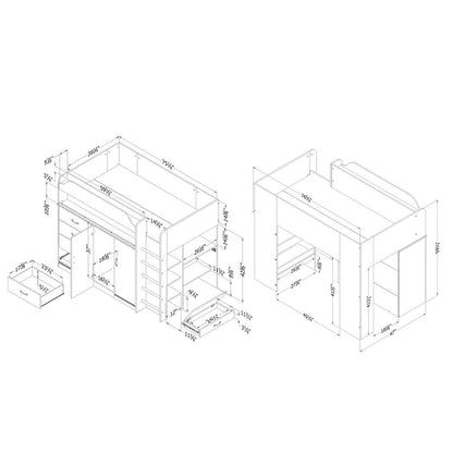 South Shore Asten Loft Bed with Desk