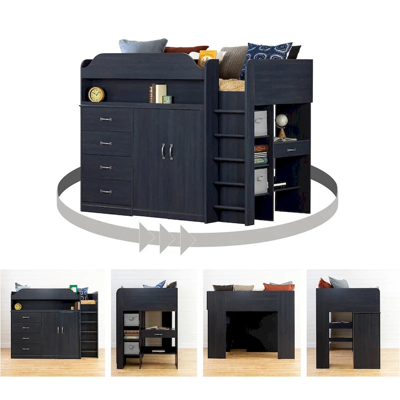 South Shore Asten Loft Bed with Desk